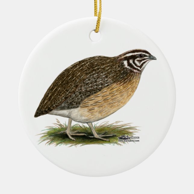 Coturnix Pharaoh Quail Ceramic Ornament (Front)