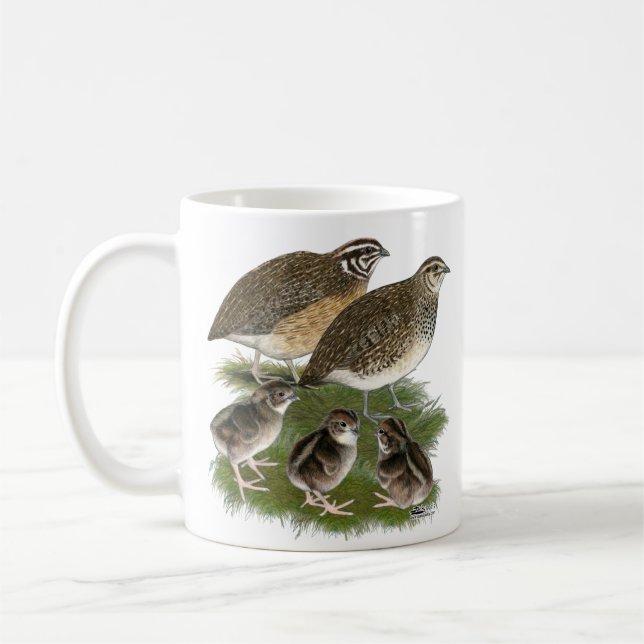 Coturnix Quail Family Coffee Mug (Left)