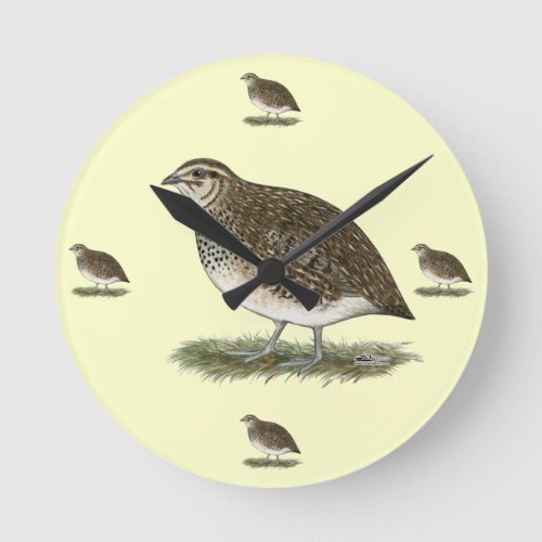 Coturnix Quail Hen Round Clock