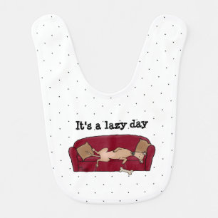 Couch Greyhound (fawn) Dog Lazy Sleeping Funny Baby Bib