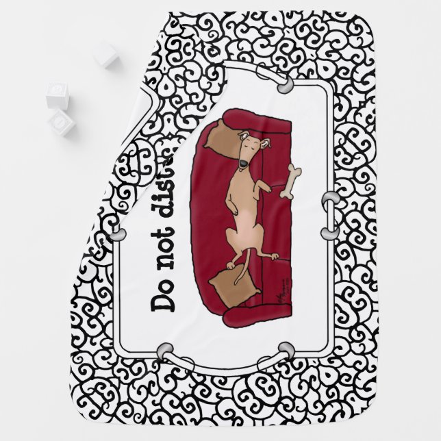 Couch Greyhound (fawn) Dog Lazy Sleeping Funny Baby Blanket (In Situ)