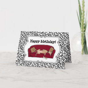 Couch Greyhound (fawn) Dog Lazy Sleeping Funny Card