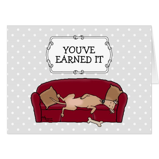 Couch Greyhound (fawn) Dog Lazy Sleeping Funny Card (Front Horizontal)