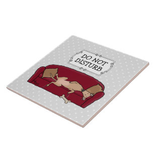 Couch Greyhound (fawn) Dog Lazy Sleeping Funny Ceramic Tile
