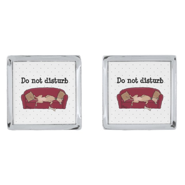 Couch Greyhound (fawn) Dog Lazy Sleeping Funny Cufflinks (Front)