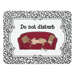 Couch Greyhound (fawn) Dog Lazy Sleeping Funny Door Sign