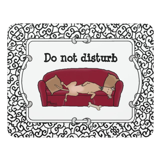 Couch Greyhound (fawn) Dog Lazy Sleeping Funny Door Sign (Contemporary Front)