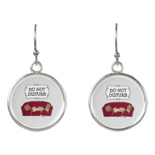 Couch Greyhound (fawn) Dog Lazy Sleeping Funny Ear Earrings