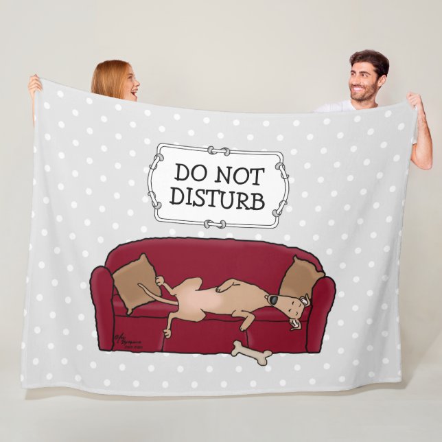 Couch Greyhound (fawn) Dog Lazy Sleeping Funny Fleece Blanket (In Situ)