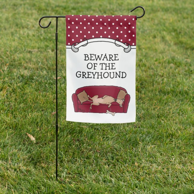 Couch Greyhound (fawn) Dog Lazy Sleeping Funny Garden Flag (In SItu)