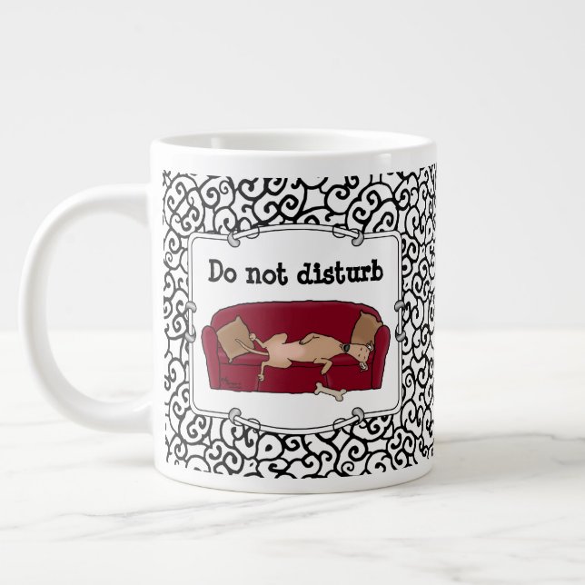 Couch Greyhound (fawn) Dog Lazy Sleeping Funny Giant Coffee Mug (Left)