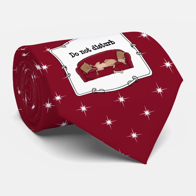 Couch Greyhound (fawn) Dog Lazy Sleeping Funny Neck Tie (Rolled)