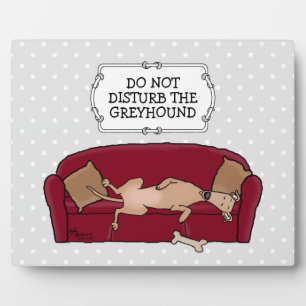 Couch Greyhound (fawn) Dog Lazy Sleeping Funny Plaque