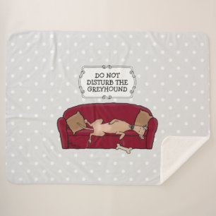 Couch Greyhound (fawn) Dog Lazy Sleeping Funny Sherpa Blanket
