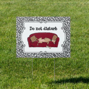 Couch Greyhound (fawn) Dog Lazy Sleeping Funny Sign