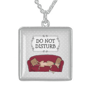 Couch Greyhound (fawn) Dog Lazy Sleeping Funny Sterling Silver Necklace