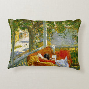 Couch on the Porch, by Frederick Hassam Accent Pillow