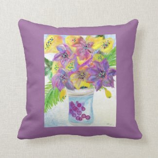 Couch Pillow Artist's Floral Expression of Joy