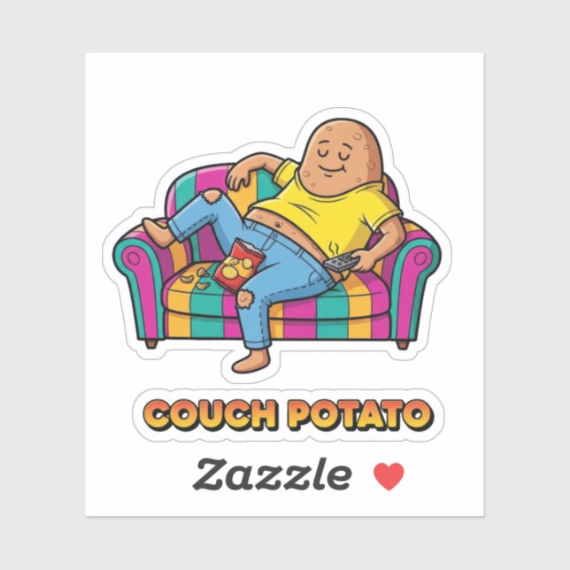 Couch Potato Lazy Person Sticker (Sheet)