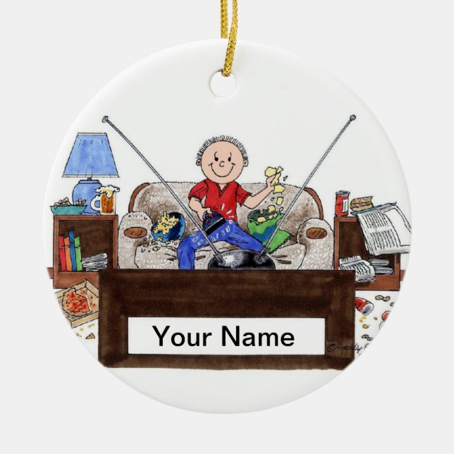 Couch Potato - Male Ceramic Ornament (Front)