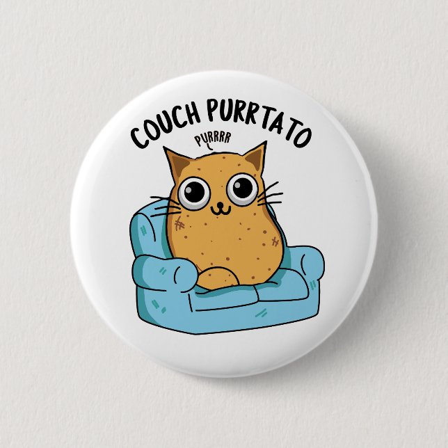 Couch Purrtato Funny Potato Pun  Button (Front)