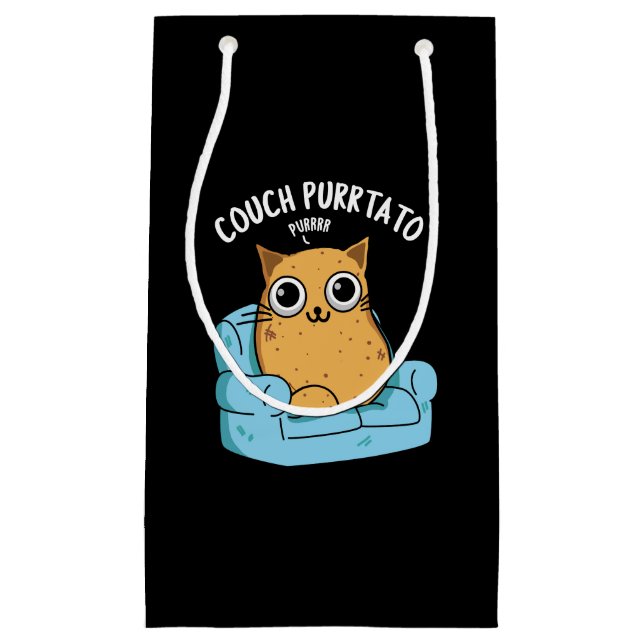 Couch Purrtato Funny Potato Pun Dark BG Small Gift Bag (Front)