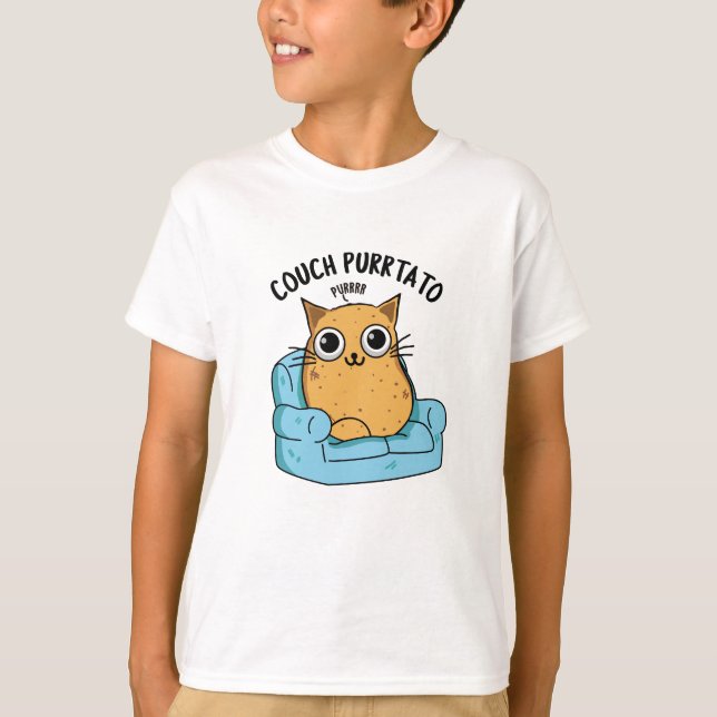 Couch Purrtato Funny Potato Pun  T-Shirt (Front)