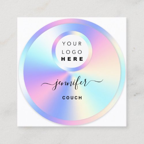 Couch Therapist Holograph QRCode Logo Photo White Square Business Card