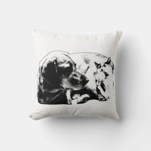 Couch Treaty—Dog & Cat Throw Pillow