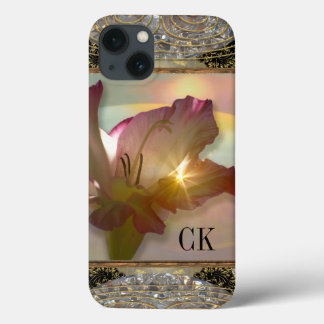 couché du soleil Floral monogram iPhone 13 Case
