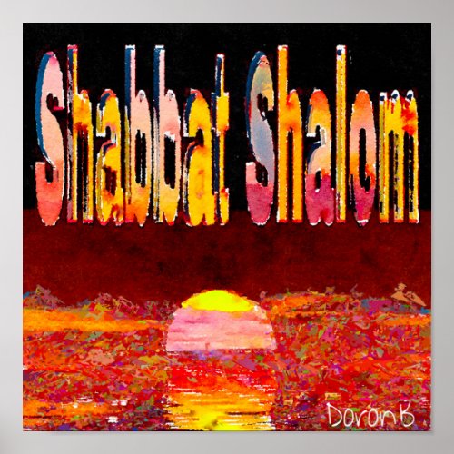 Coucher de soleil shabbat shalom poster