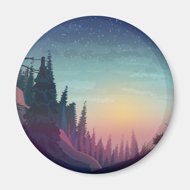 Coucher de soleil sur forêt magnet (Front)