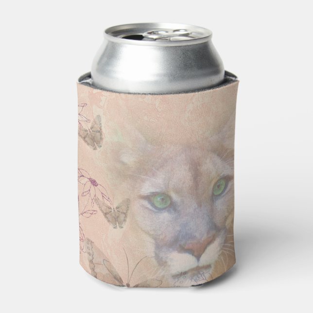 Cougar and Butterflies Can Cooler (Can Front)
