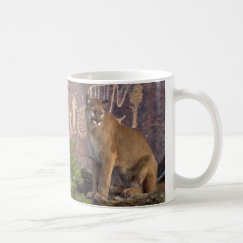 Cougar and Pictographs Coffee Mug