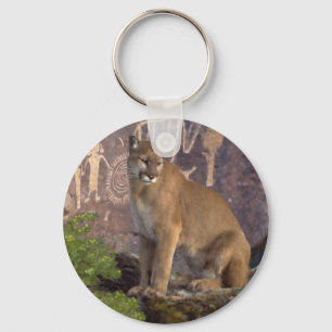 Cougar and Pictographs Keychain