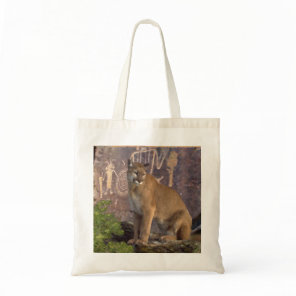 Cougar and Pictographs Tote Bag