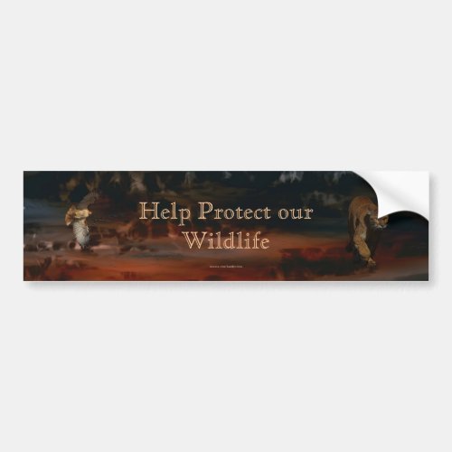 Cougar and Red_tailed Hawk Help Protect Wildlife Bumper Sticker