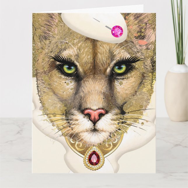 COUGAR - BIRTHDAY - SEE BACK Folded Greeting Card (Front)