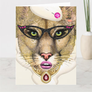 COUGAR - BIRTHDAY - SEE BACK Folded Greeting Card