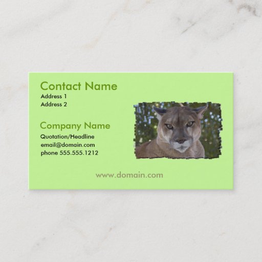 Customizable Cougar Cat Business Card