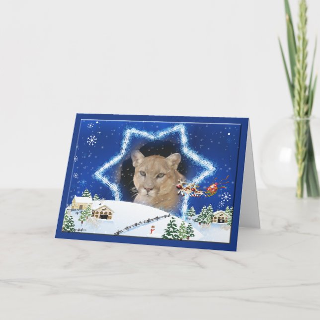 Cougar Christmas Greeting Card (Front)
