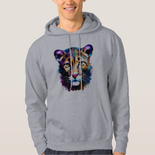 Cougar Color Splash Abstract Art, Hoodie