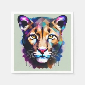Cougar Color Splash Abstract Art, Napkins