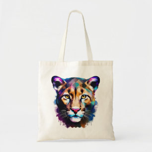 Cougar Color Splash Abstract Art, Tote Bag