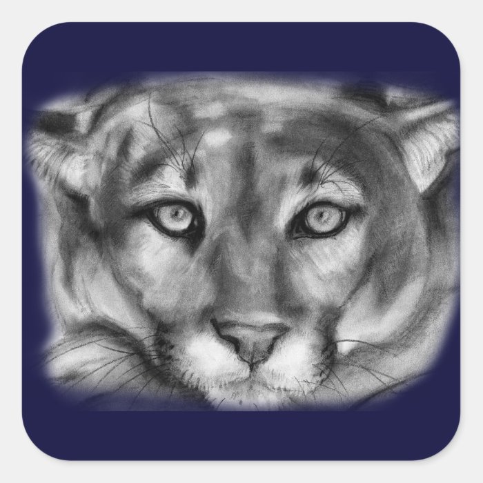 Cougar Drawing Square Sticker