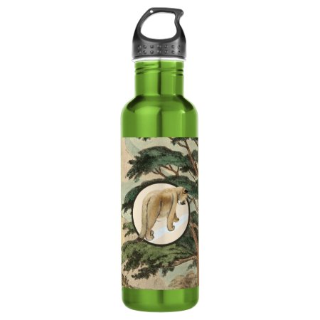 Cougar In Natural Habitat Illustration Water Bottle
