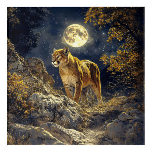 Cougar in the Moonlight Wildlife Art