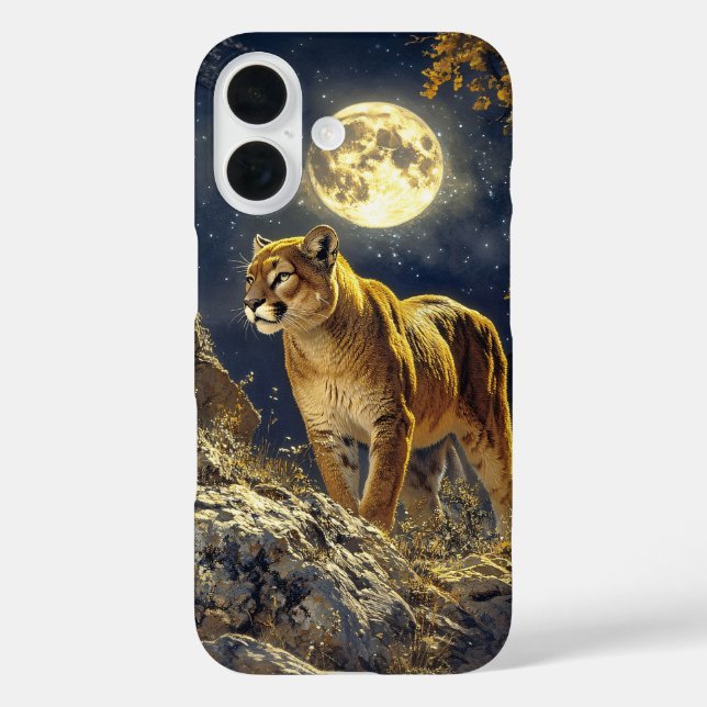 Cougar in the Moonlight Wildlife Art Case-Mate iPhone Case (Back)