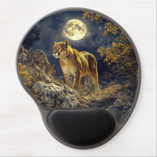 Cougar in the Moonlight Wildlife Art Gel Mouse Pad