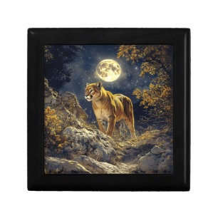 Cougar in the Moonlight Wildlife Art Gift Box
